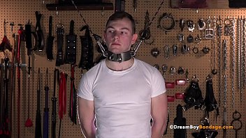 Hung Jock Cums While h. on The Cross - Then Is Spanked And Fucked By BDSM Master - DreamBoyBondage.com