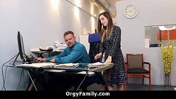 Daddy Finds Out His Stepdaughter is Whore and Fucks in Office
